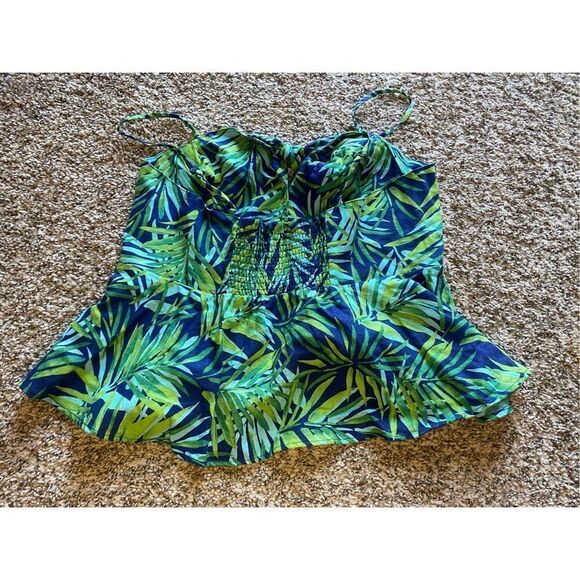 Sofia Jeans Womens Tank Top Peplum Button Down Stretch Printed Blue Size Large - Picture 4 of 7